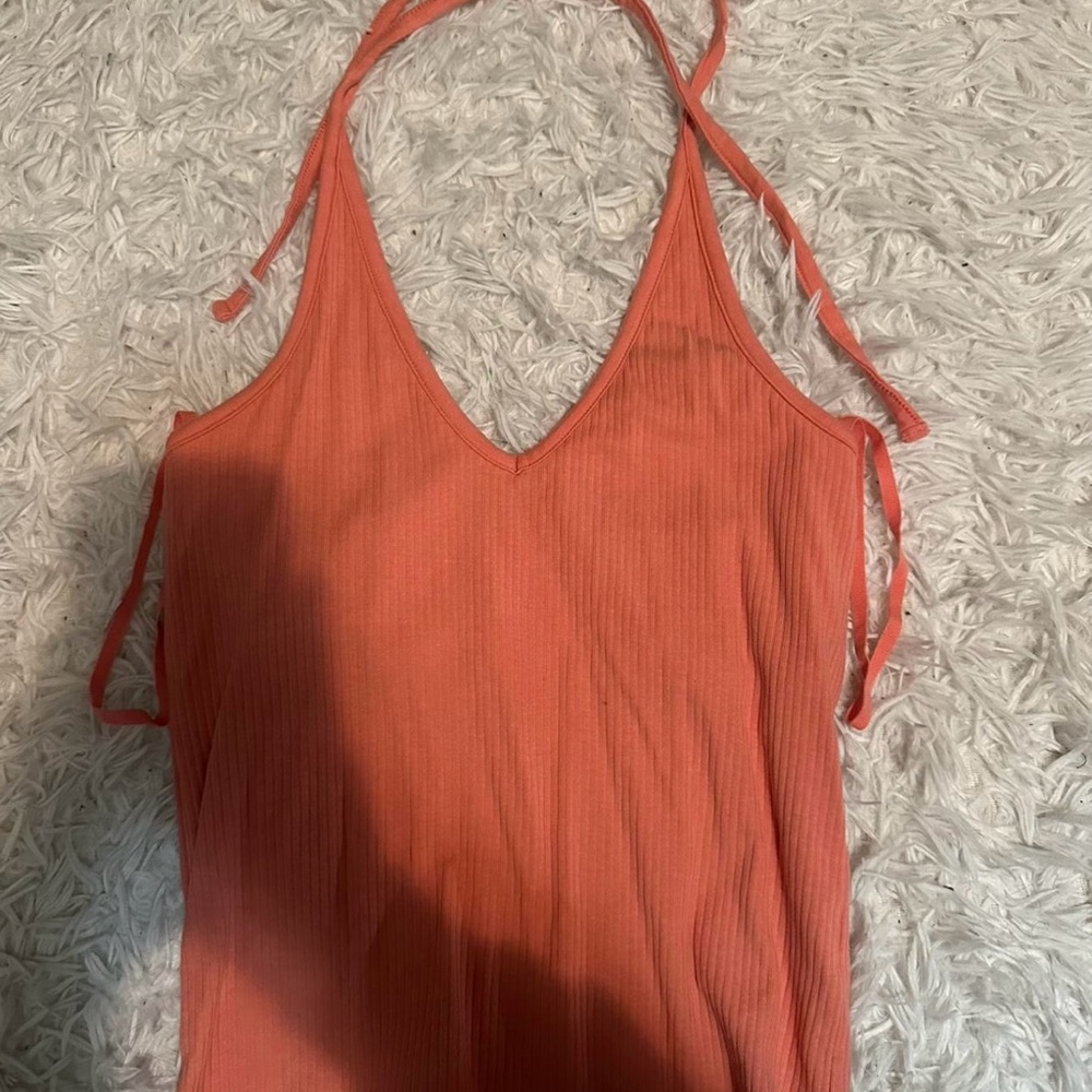 American Eagle Outfitters Orange Sleeveless Tank Top Tie Front